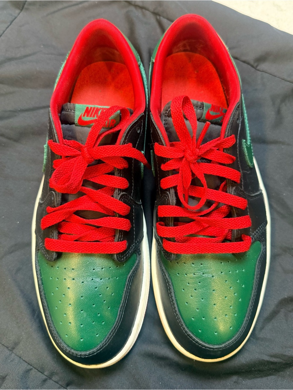 Nike Air Jordan 1 Low Black Pine Green Red Women’s Size 10.5 - Picture 4 of 6